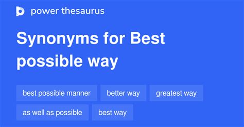 best way possible synonym.